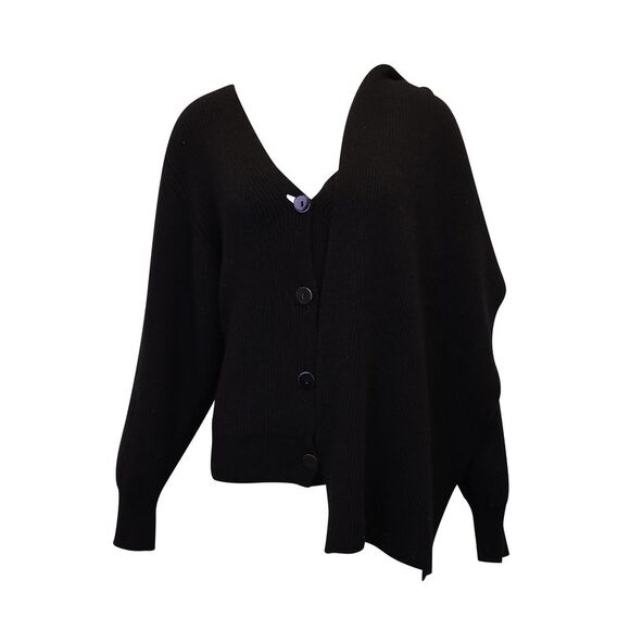 The Row Cardigan with Scarf in Black Cashmere - Picture 2 of 5